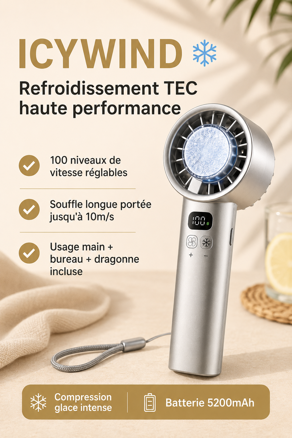 SofiBreeze™ – Ventilateur Portable Effet Glacé | Fraîcheur Instantanée Partout
