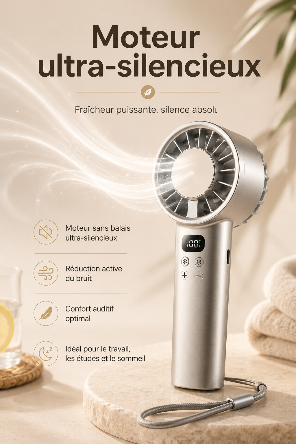 SofiBreeze™ – Ventilateur Portable Effet Glacé | Fraîcheur Instantanée Partout