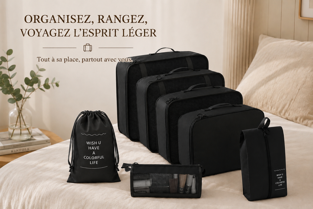 🧳  Kit Voyage Organisé™ | 7 Sacs Imperméables Lifestyle